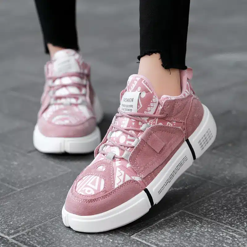 ADBOOV New 2019 Flat Sneakers Women Men Size 35-44 Leather + Canvas Chunky Shoes Chaussures Femme 23
