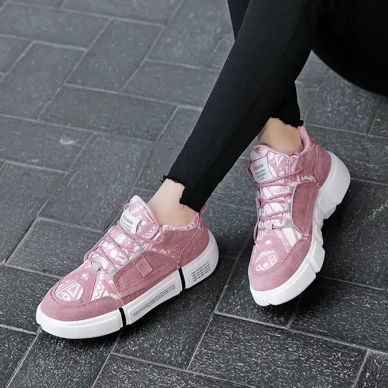 ADBOOV New 2019 Flat Sneakers Women Men Size 35-44 Leather + Canvas Chunky Shoes Chaussures Femme 24