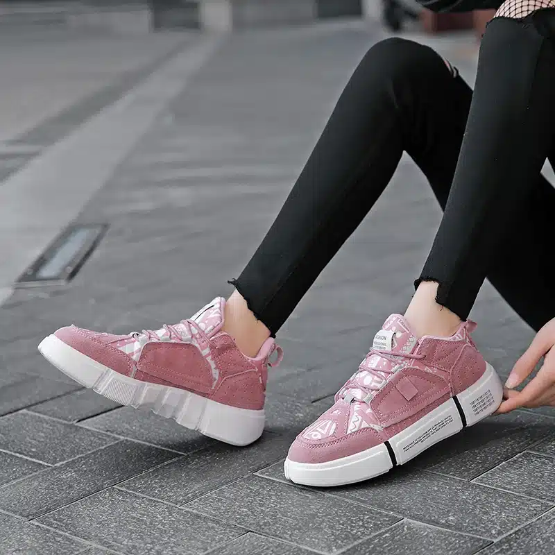 ADBOOV New 2019 Flat Sneakers Women Men Size 35-44 Leather + Canvas Chunky Shoes Chaussures Femme 25