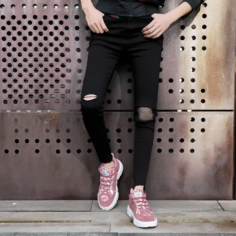 ADBOOV New 2019 Flat Sneakers Women Men Size 35-44 Leather + Canvas Chunky Shoes Chaussures Femme 26