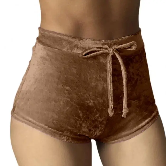 2017 Women Velvet Drawstring Shorts Casual High Waist Spring Summer Sexy Skinny Short Pants FS99 11