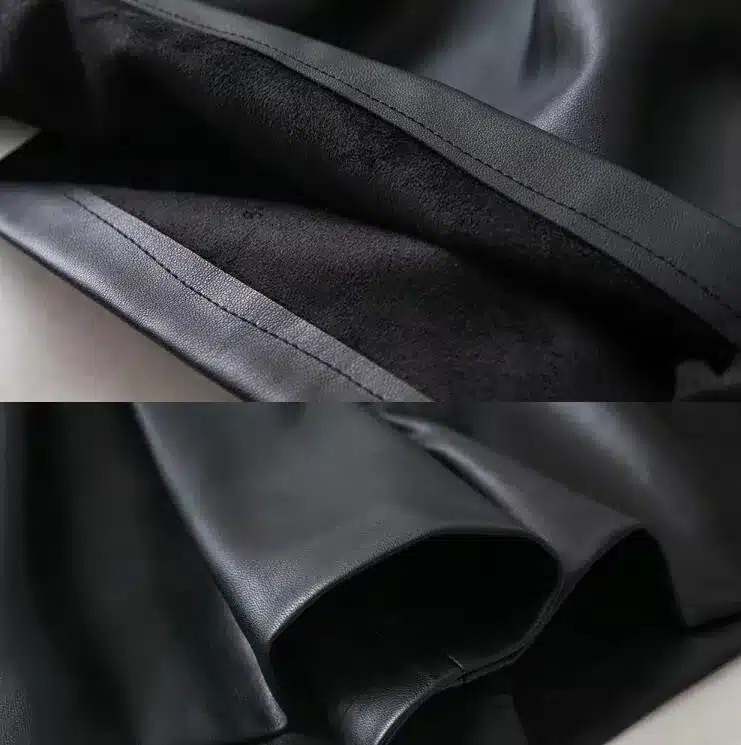 Women Black Orange Color PU Leather High Waist Shirts with Belt Wide Leg Faux Leather Shorts High Quality Winter Loose PU Shorts 11