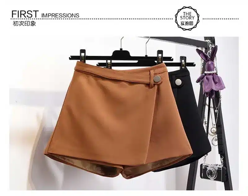 MISSFEBPLUM Summer Shorts For Women 2018 High Waist Casual Irregular Wide Leg Short Slim Cotton Plus Size Solid Shorts Skirts 4