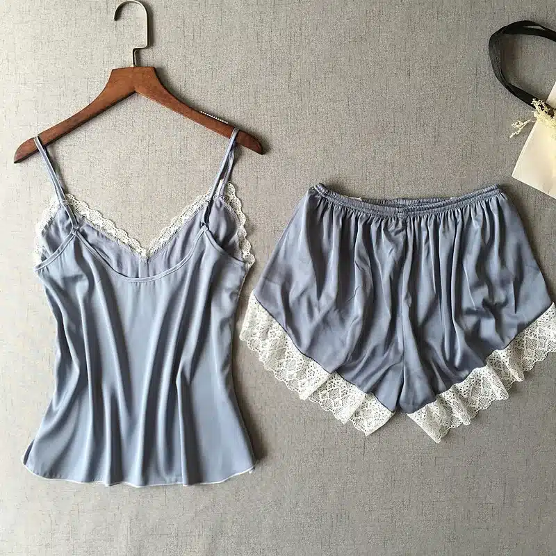Lisacmvpnel Sexy Patchwork Lace Women Shorts Pajama Set Breathable Spaghetti Strap Female Lingerie 5