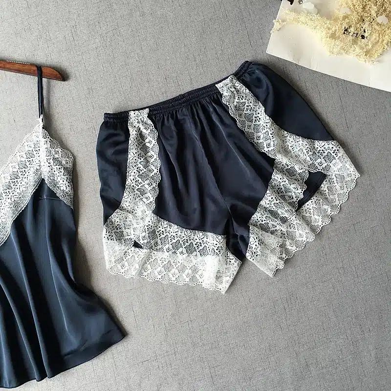 Lisacmvpnel Sexy Patchwork Lace Women Shorts Pajama Set Breathable Spaghetti Strap Female Lingerie 11
