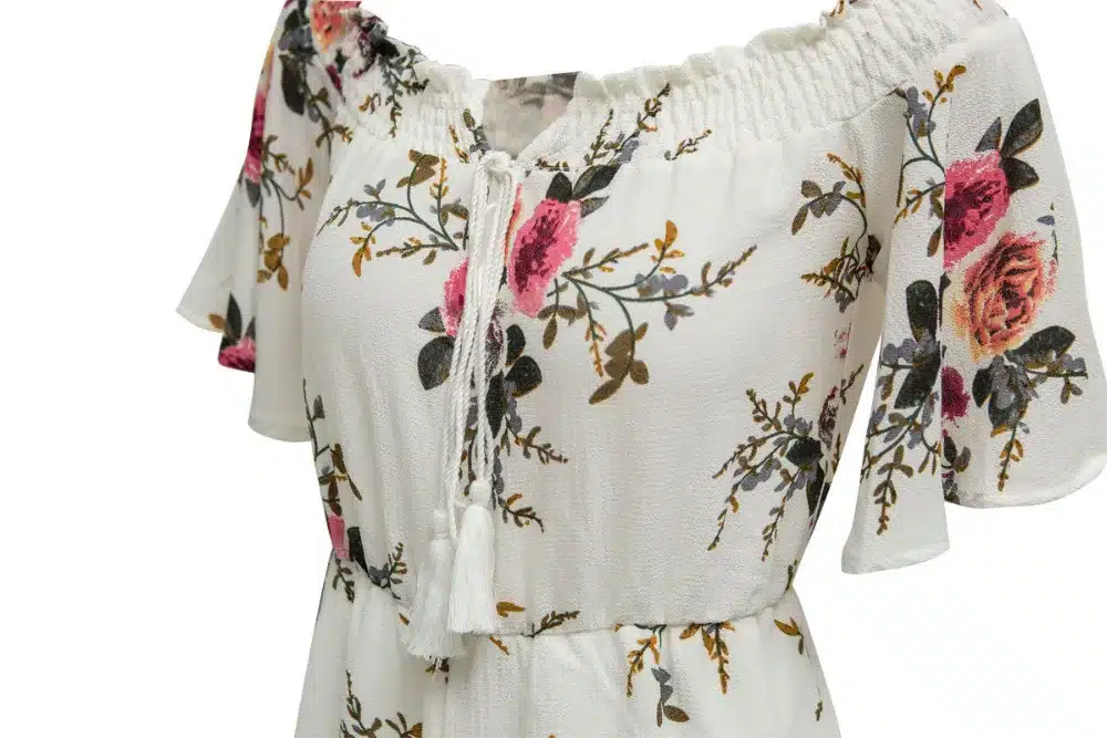Women top quality Sexy white summer Floral Print off shoulder Bodycon rompers womens jumpsuit Women Elegant shorts Overalls 48 16
