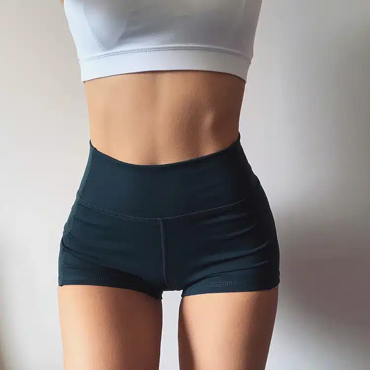 Coloravlue Soft Nylon Fitness Jogger Shorts Women High Waist Solid Sport Workout Shorts Slim Tummy Control Gym Athletic Shorts 12
