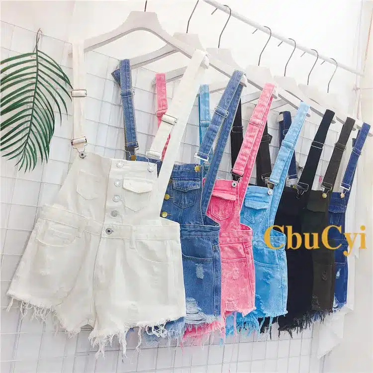 CbuCyi Fashion Denim Overalls for Women Jumpsuit Female Denim Rompers Womens Playsuit Salopette Straps Overalls Shorts Rompers 2