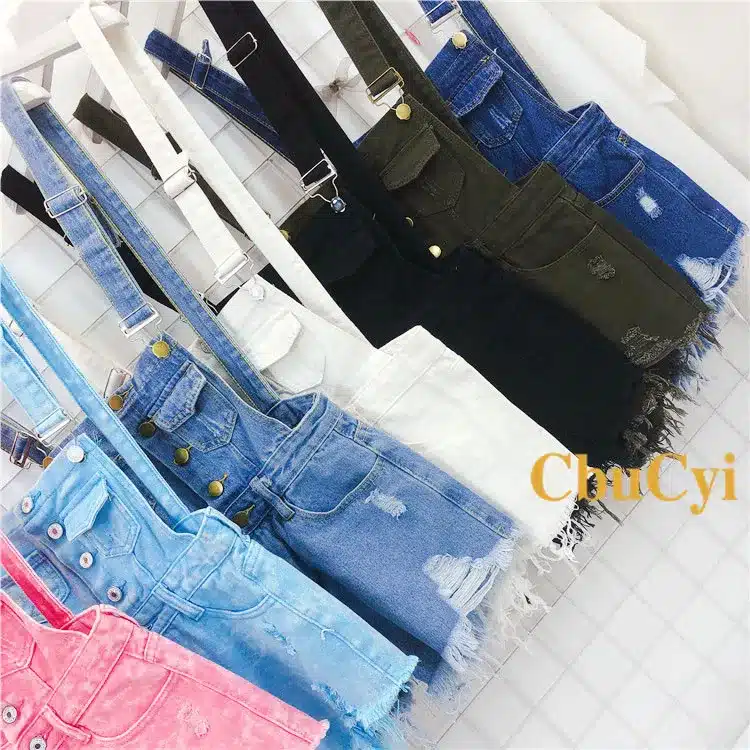 CbuCyi Fashion Denim Overalls for Women Jumpsuit Female Denim Rompers Womens Playsuit Salopette Straps Overalls Shorts Rompers 6