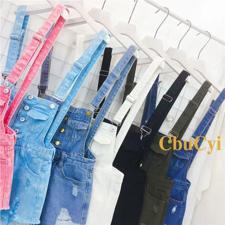 CbuCyi Fashion Denim Overalls for Women Jumpsuit Female Denim Rompers Womens Playsuit Salopette Straps Overalls Shorts Rompers 7