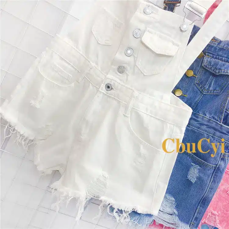 CbuCyi Fashion Denim Overalls for Women Jumpsuit Female Denim Rompers Womens Playsuit Salopette Straps Overalls Shorts Rompers 9