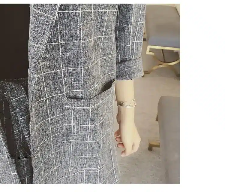 Trytree Spring summer Women two piece set Casual tops + shorts plus size plaid Top Female Office Suit Set Women's 2 Piece Set 29