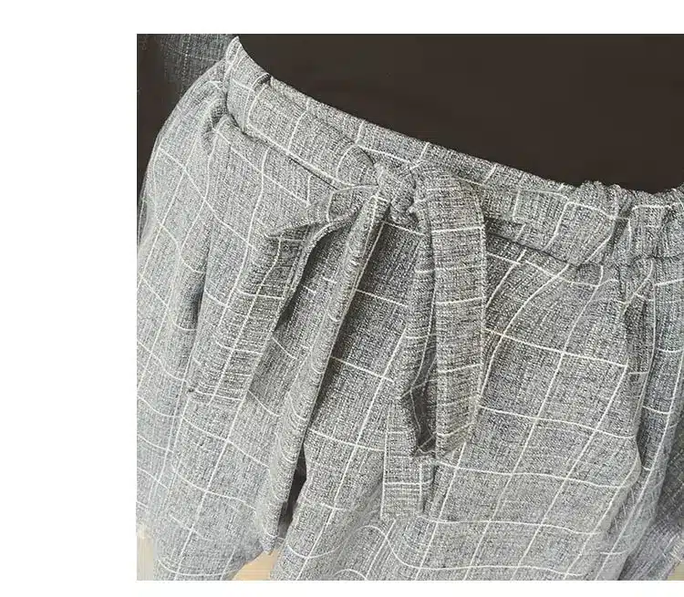 Trytree Spring summer Women two piece set Casual tops + shorts plus size plaid Top Female Office Suit Set Women's 2 Piece Set 30