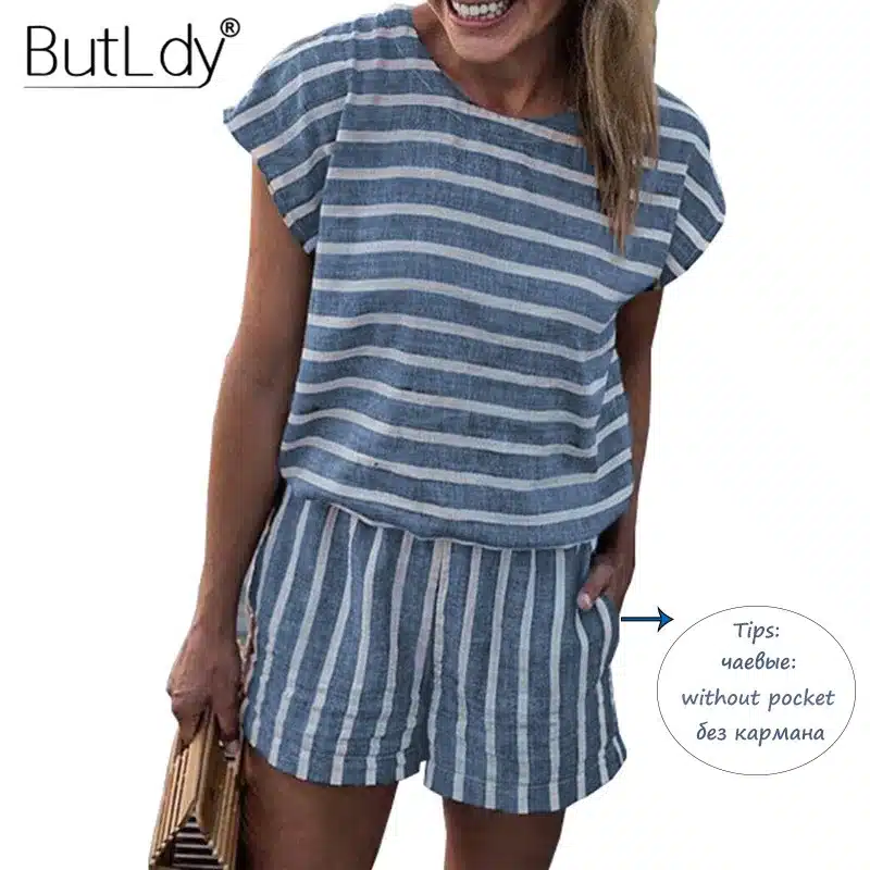 Striped Loose Playsuits Bodysuit Rompers Women Summer 2019 Casual Beach Jumpsuit Shorts Short Sleeve Elegant Overalls For Women 13