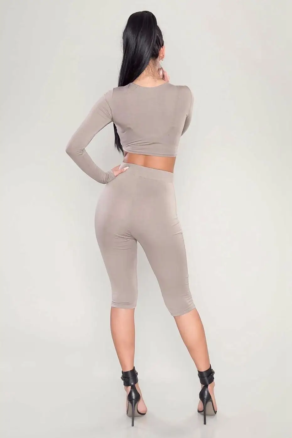 HAOYUAN 2 Piece Set Women Sexy Long Sleeve Top+Biker Shorts Track Suit Bodycon Tracksuit Casual Two Pieces Outfits Sweatsuit 24