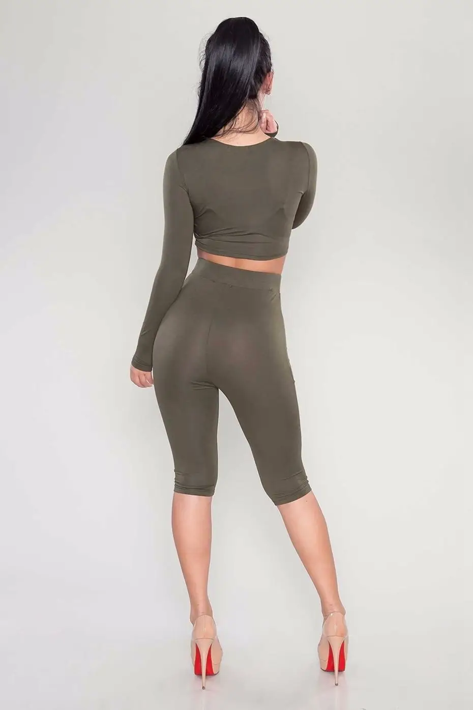 HAOYUAN 2 Piece Set Women Sexy Long Sleeve Top+Biker Shorts Track Suit Bodycon Tracksuit Casual Two Pieces Outfits Sweatsuit 26