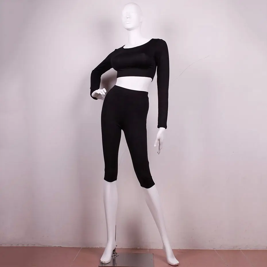HAOYUAN 2 Piece Set Women Sexy Long Sleeve Top+Biker Shorts Track Suit Bodycon Tracksuit Casual Two Pieces Outfits Sweatsuit 36