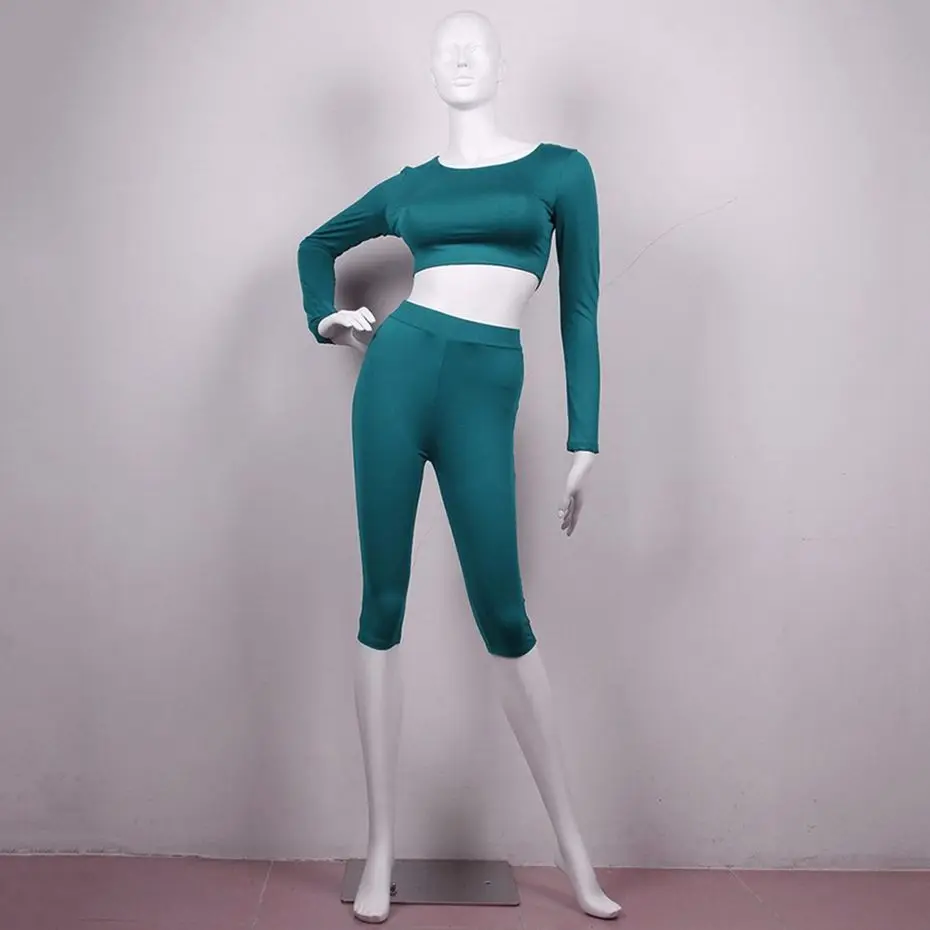 HAOYUAN 2 Piece Set Women Sexy Long Sleeve Top+Biker Shorts Track Suit Bodycon Tracksuit Casual Two Pieces Outfits Sweatsuit 40