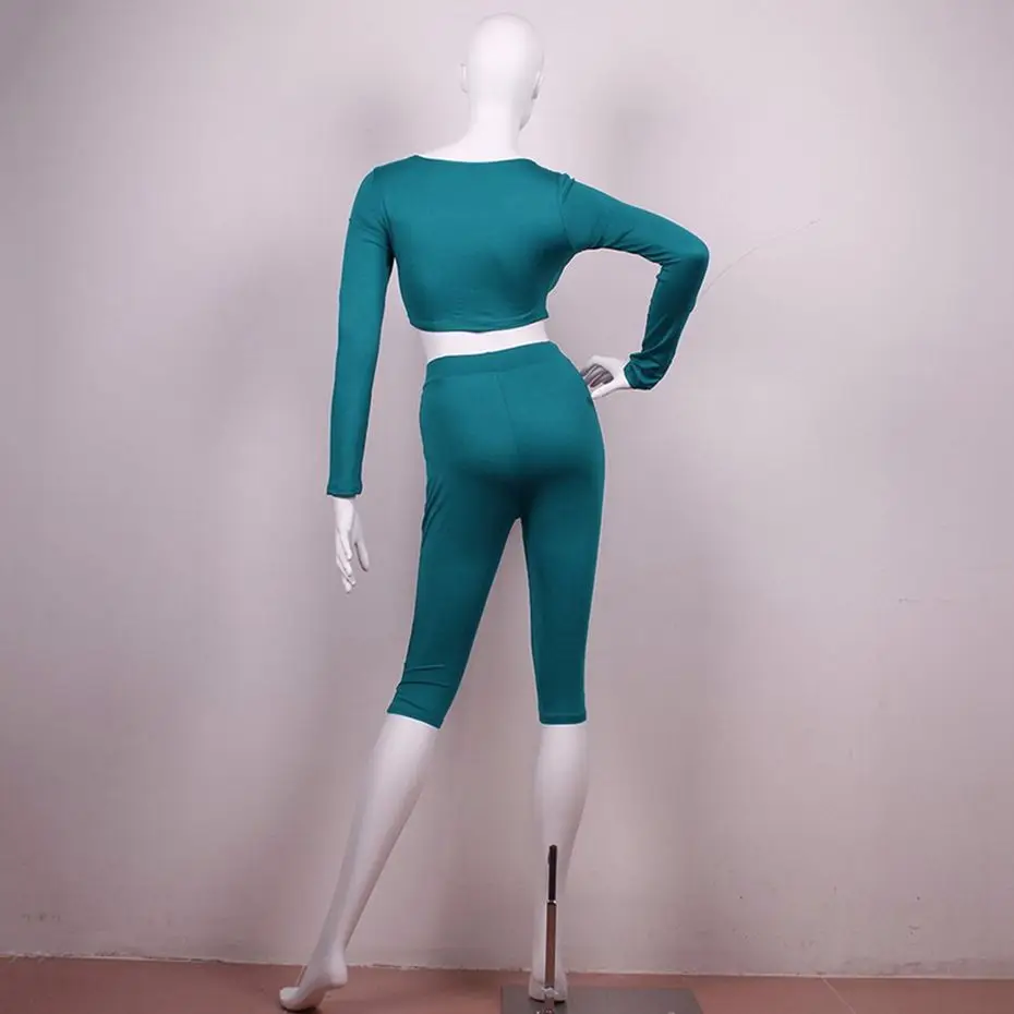 HAOYUAN 2 Piece Set Women Sexy Long Sleeve Top+Biker Shorts Track Suit Bodycon Tracksuit Casual Two Pieces Outfits Sweatsuit 41