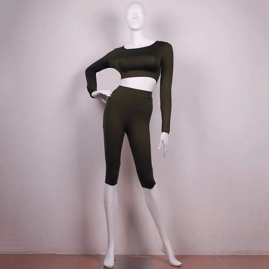 HAOYUAN 2 Piece Set Women Sexy Long Sleeve Top+Biker Shorts Track Suit Bodycon Tracksuit Casual Two Pieces Outfits Sweatsuit 42