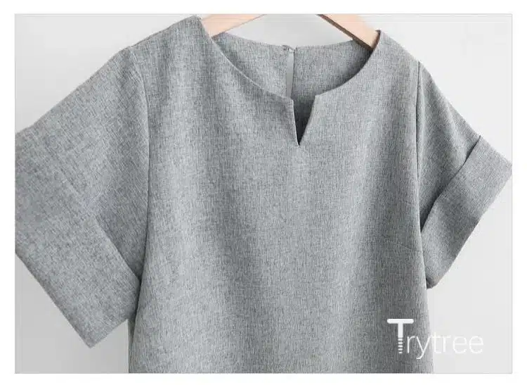 Trytree Spring summer Women two piece set Casual Cotton tops + short Soild Female Office plus size Suit Set Short Sleeve Sets 17