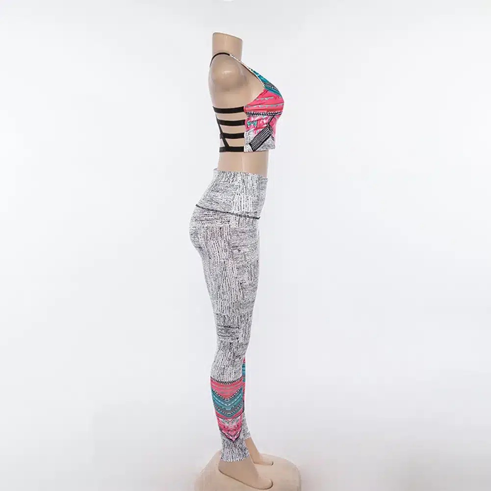 Tracksuit Women Yoga Set Breathable Quick Dry Fitness Sport Suit Workout Clothes Sportswear 2 Piece Printed Women Bra Long Pants 19