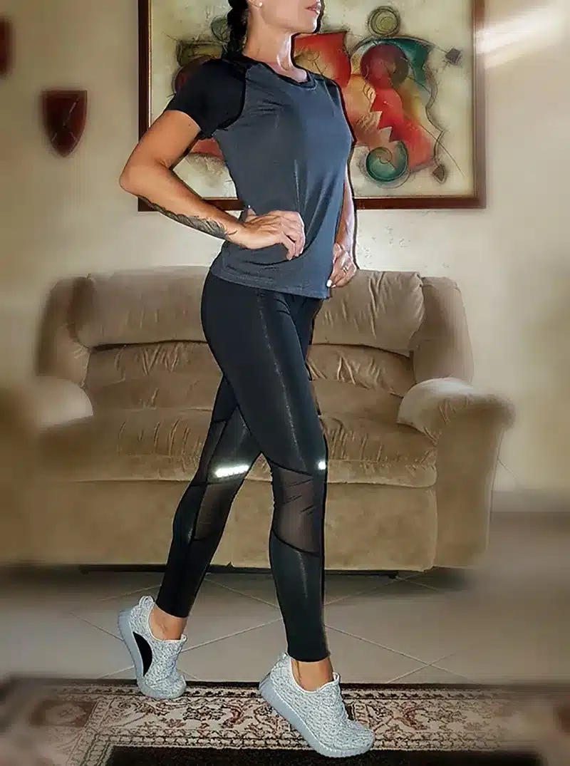 BINTUOSHI Sexy Yoga Set Women Fitness Running TShirt + Pants Breathable Gym Workout Clothes Compressed Yoga Leggings Sport Suit 21