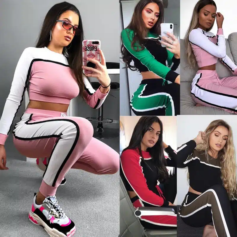 Women Yoga Set Gym Clothing Patchwork Seamless Leggings+Cropped Top Workout Sport Suit Women Long Sleeve Fitness Set Sportwear 15