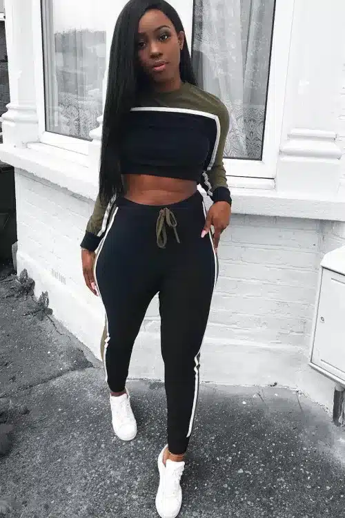 Women Yoga Set Gym Clothing Patchwork Seamless Leggings+Cropped Top Workout Sport Suit Women Long Sleeve Fitness Set Sportwear 31