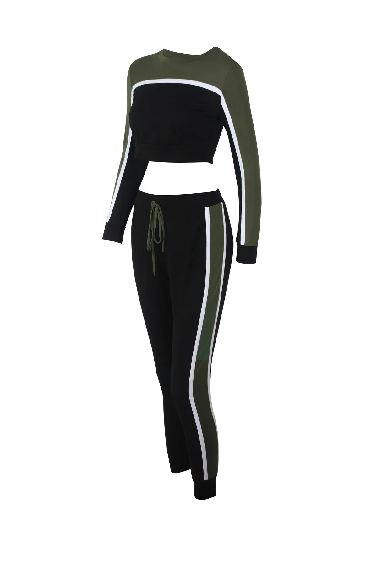 Women Yoga Set Gym Clothing Patchwork Seamless Leggings+Cropped Top Workout Sport Suit Women Long Sleeve Fitness Set Sportwear 41