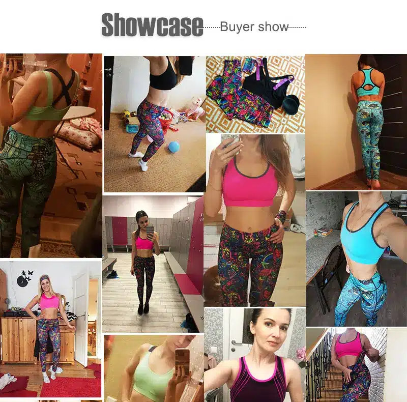 Women Yoga Fitness Sports Sets Gym Workout Sportswear 3pcs/Set Tracksuits Headband+Bra+Printed Yoga Pants Sport Leggings Suits 6