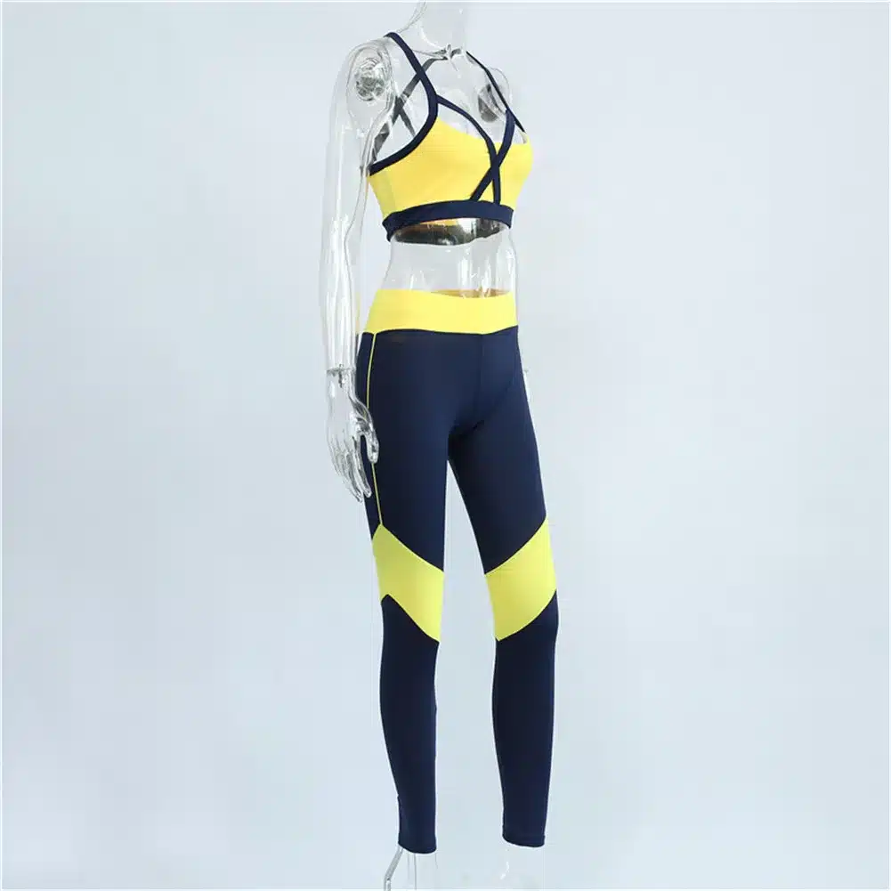 Women Tracksuit Sport Suit Yoga Set Fitness Gym Woman Sportswear Workout Kit Sports Bra Leggings Female Clothing Yellow 20