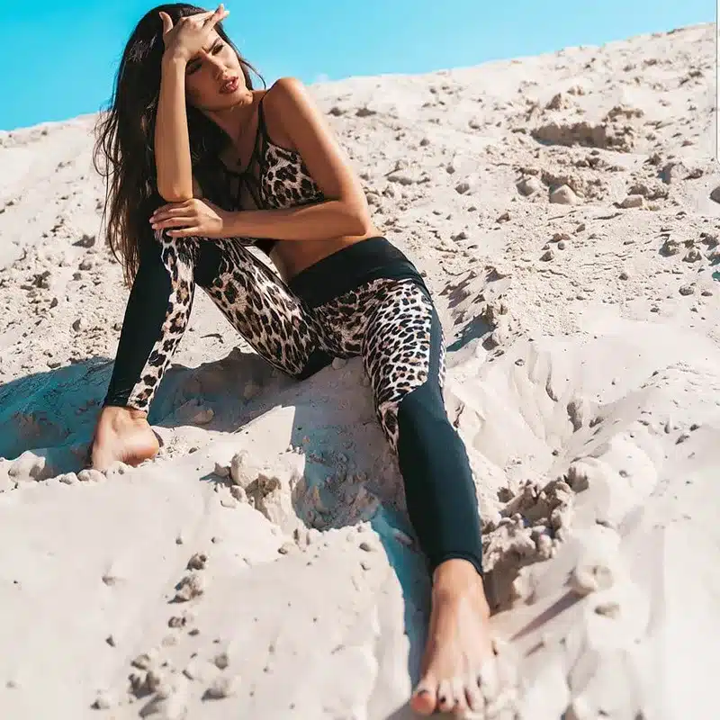 Leopard Print Ensemble Sportswear Women Yoga Sets Tracksuit Gym Wear Running Clothing Sport Suit Sexy Fitness Tank Top Leggings 6