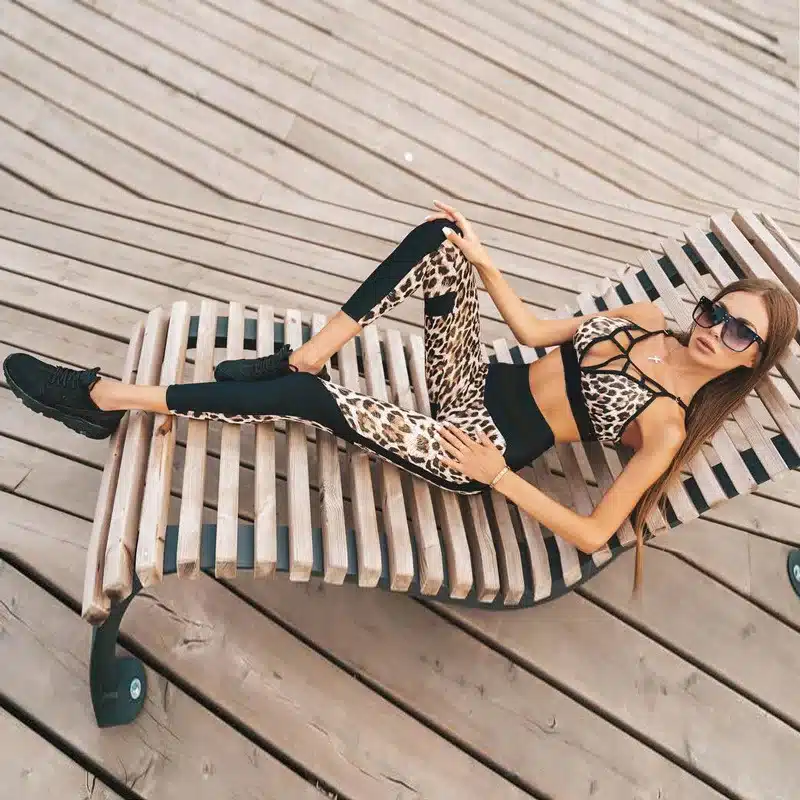 Leopard Print Ensemble Sportswear Women Yoga Sets Tracksuit Gym Wear Running Clothing Sport Suit Sexy Fitness Tank Top Leggings 9