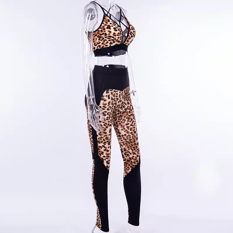 Leopard Print Ensemble Sportswear Women Yoga Sets Tracksuit Gym Wear Running Clothing Sport Suit Sexy Fitness Tank Top Leggings 12