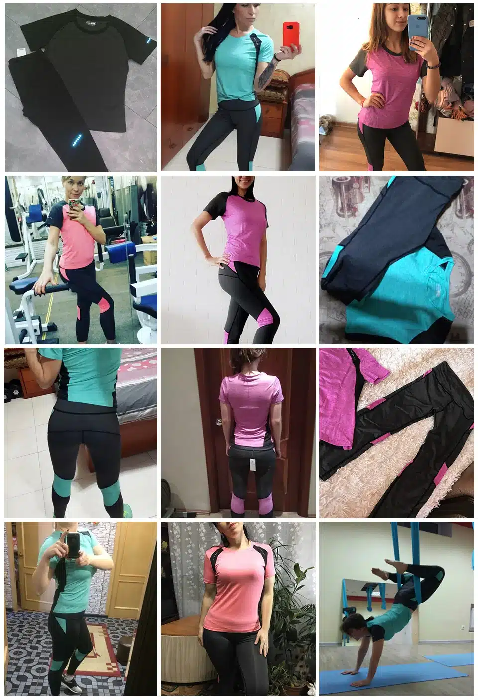 BINTUOSHI Women Yoga Set Gym Fitness Clothes Tennis Shirt+Pants Running Tight Jogging Workout Yoga Leggings Sport Suit plus size 6