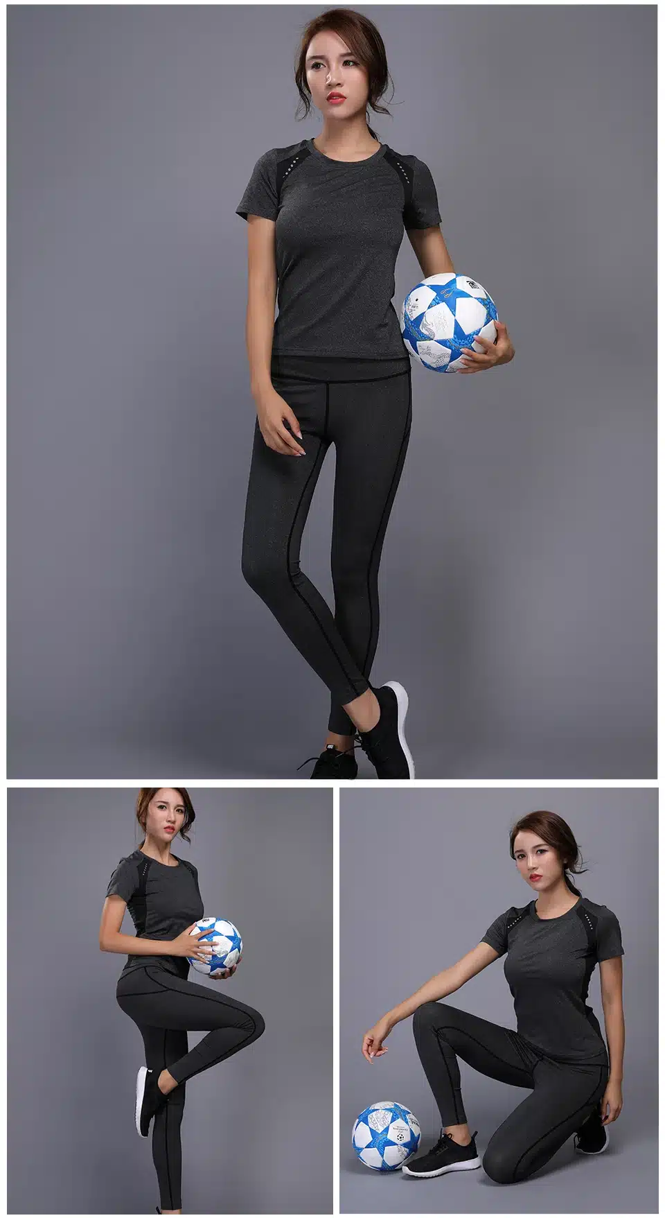 BINTUOSHI Women Yoga Set Gym Fitness Clothes Tennis Shirt+Pants Running Tight Jogging Workout Yoga Leggings Sport Suit plus size 9