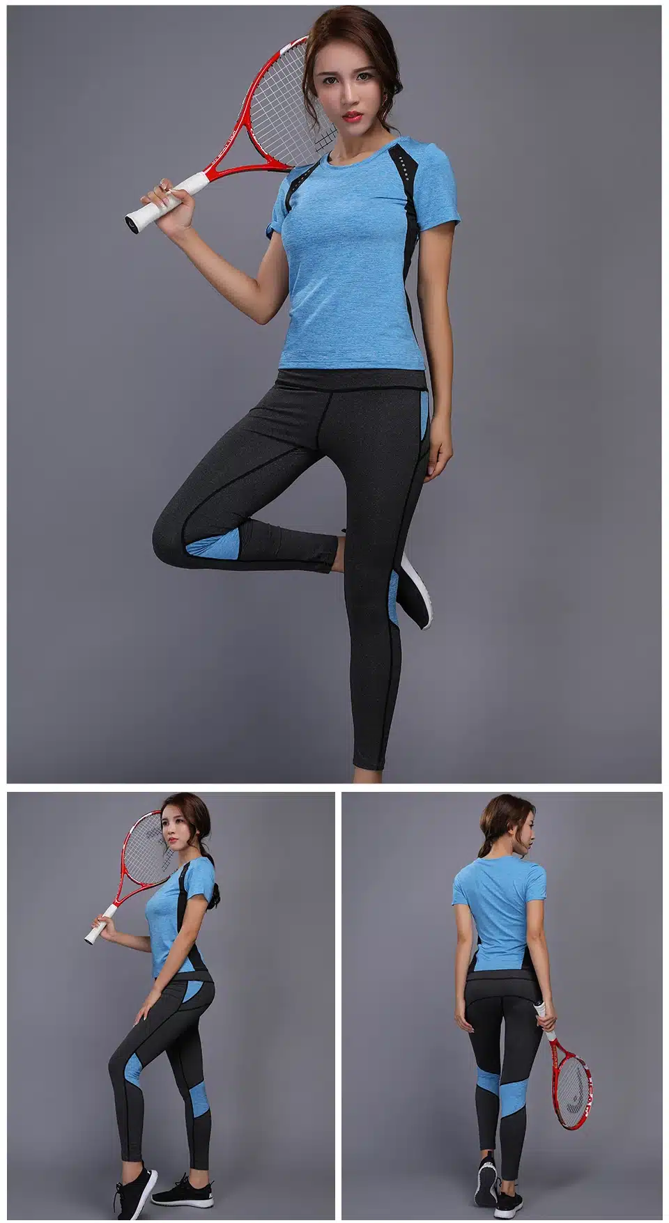 BINTUOSHI Women Yoga Set Gym Fitness Clothes Tennis Shirt+Pants Running Tight Jogging Workout Yoga Leggings Sport Suit plus size 10