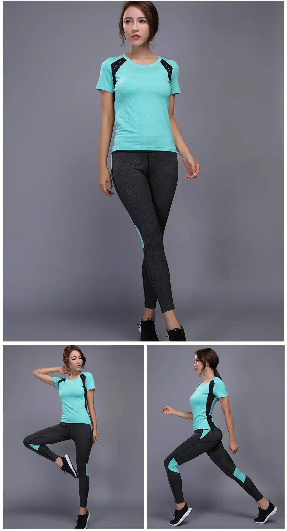 BINTUOSHI Women Yoga Set Gym Fitness Clothes Tennis Shirt+Pants Running Tight Jogging Workout Yoga Leggings Sport Suit plus size 11