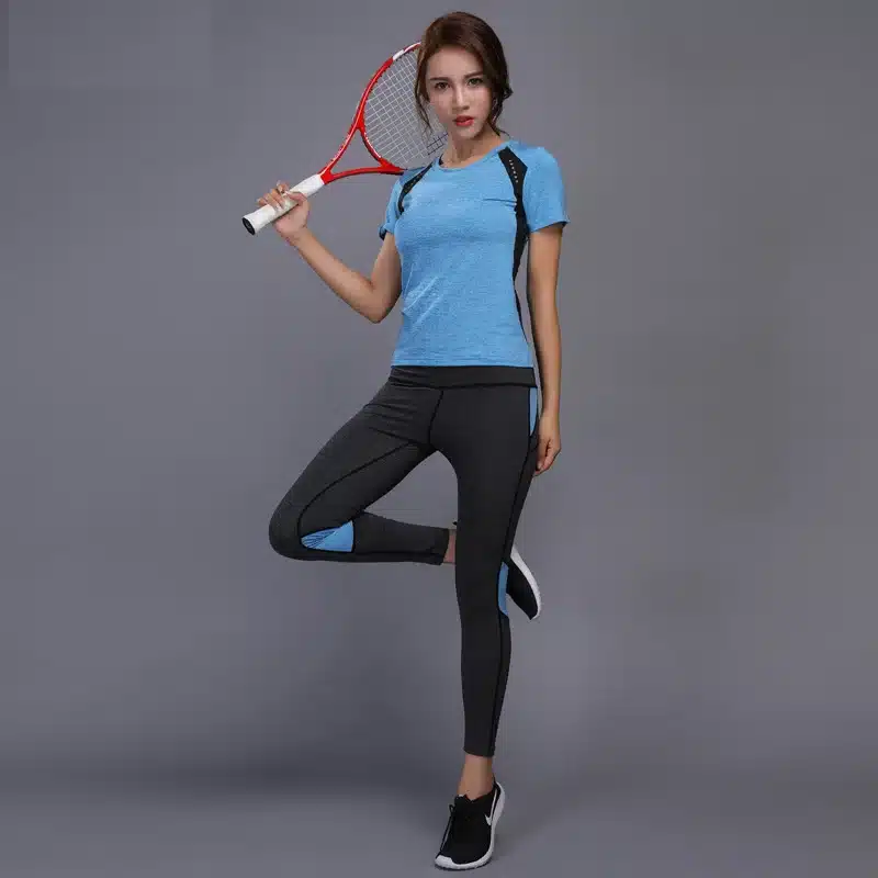 BINTUOSHI Women Yoga Set Gym Fitness Clothes Tennis Shirt+Pants Running Tight Jogging Workout Yoga Leggings Sport Suit plus size 17