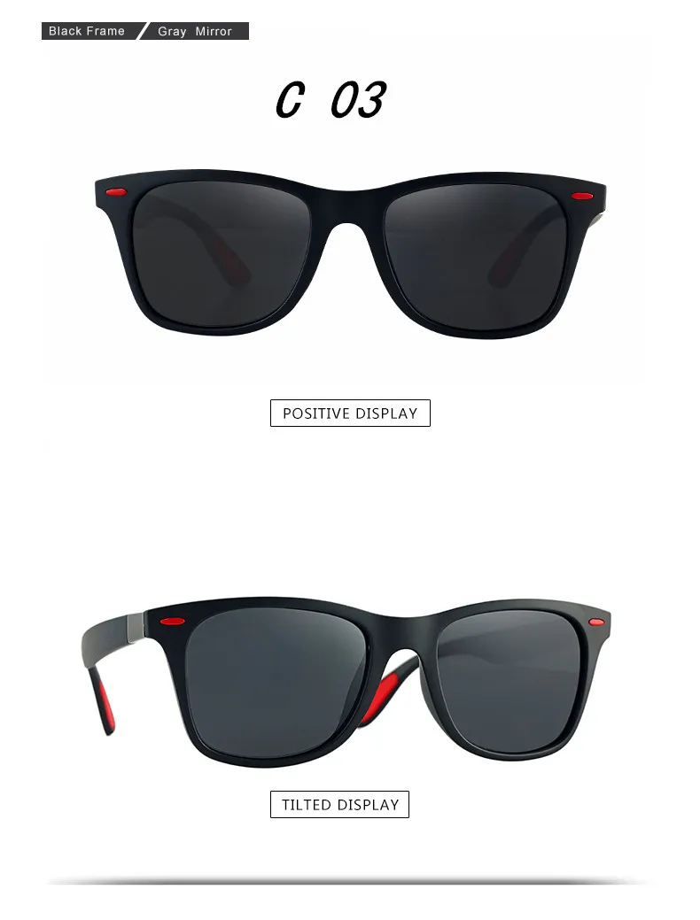 BRAND DESIGN Classic Polarized Sunglasses Men Women Driving Square Frame Sun Glasses Male Goggle UV400 Gafas De Sol 10