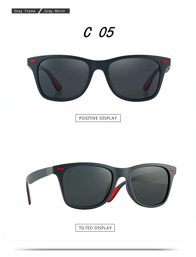 BRAND DESIGN Classic Polarized Sunglasses Men Women Driving Square Frame Sun Glasses Male Goggle UV400 Gafas De Sol 12