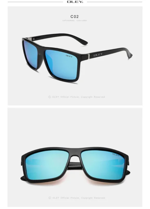 Meeste sportlikud päikeseprillid | E-pood Tootemaailm Meeste sportlikud päikeseprillid musta raami ja siniste peegelläätsedega, asetatud valgele taustale, pakkudes stiilset ja kaasaegset välimust.