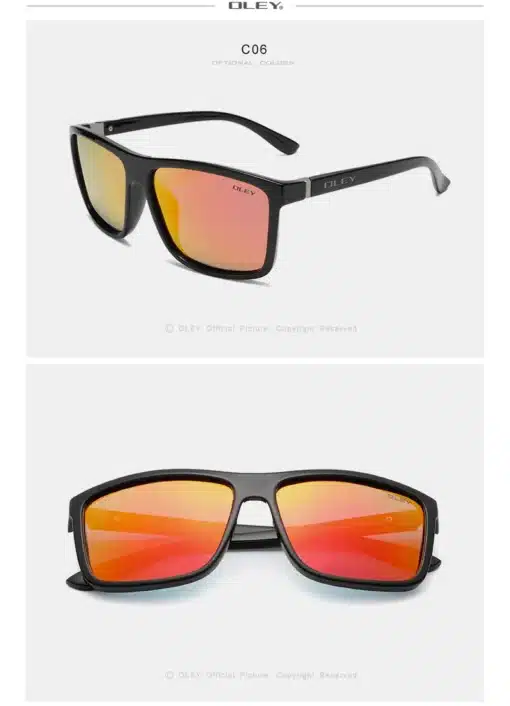 Meeste sportlikud päikeseprillid | E-pood Tootemaailm Sportlikud päikeseprillid meestele, musta raami ja oranžika peegelklaasiga, millel on stiilne ja vastupidav disain.