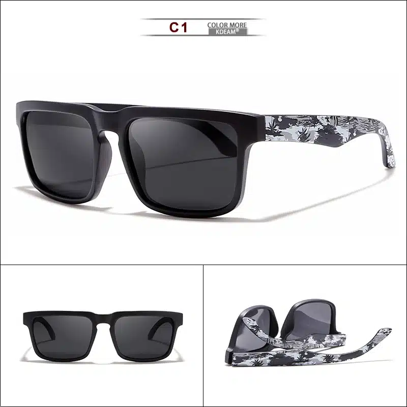 KDEAM Eye-catching Function Polarized Sunglasses For Men Matte Black Frame Fit. Painting Temples Play-Cool Sun Glasses With Case 12