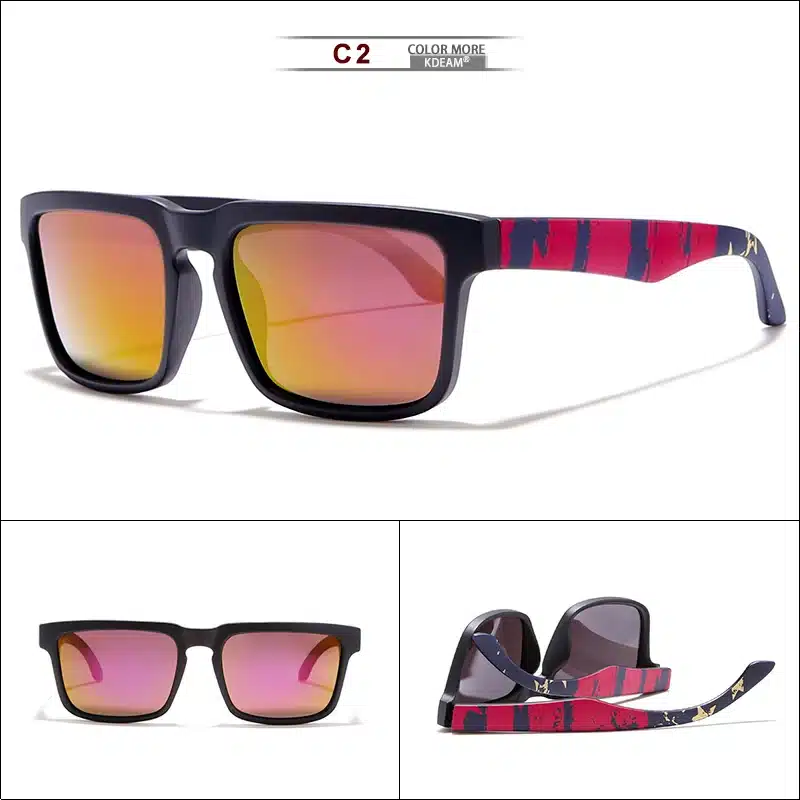 KDEAM Eye-catching Function Polarized Sunglasses For Men Matte Black Frame Fit. Painting Temples Play-Cool Sun Glasses With Case 13