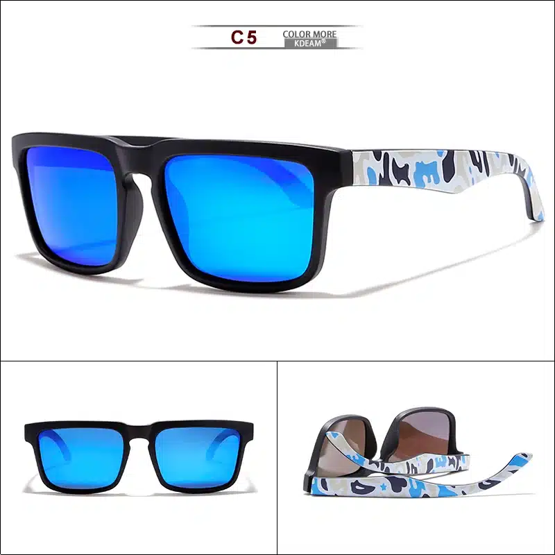 KDEAM Eye-catching Function Polarized Sunglasses For Men Matte Black Frame Fit. Painting Temples Play-Cool Sun Glasses With Case 16