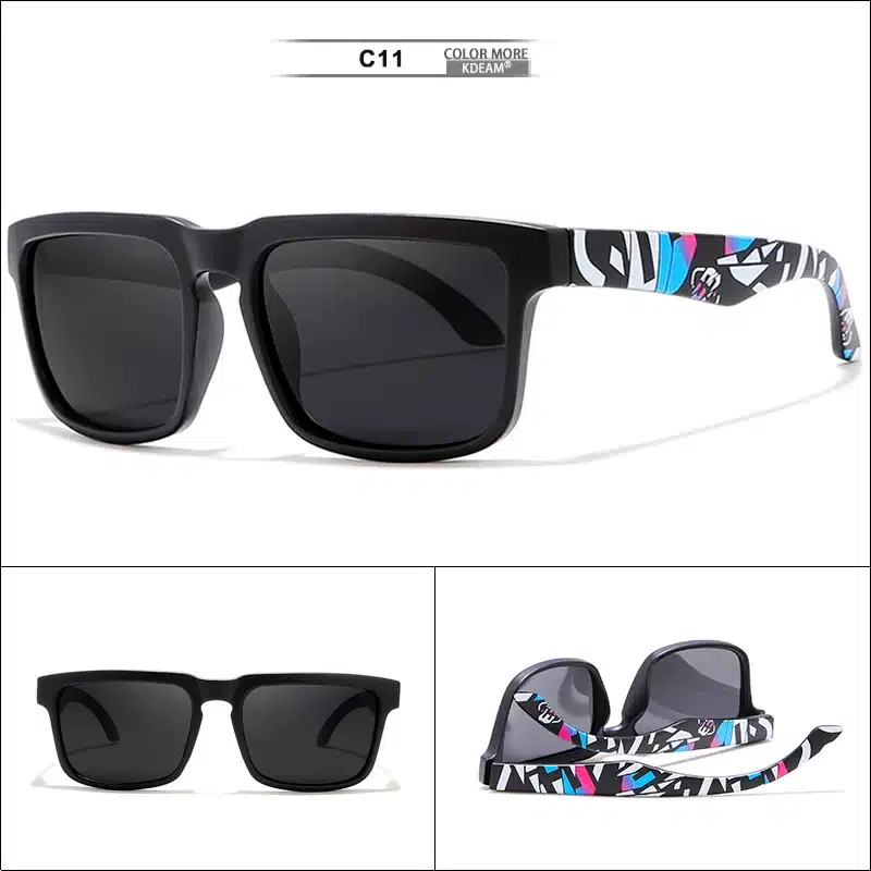 KDEAM Eye-catching Function Polarized Sunglasses For Men Matte Black Frame Fit. Painting Temples Play-Cool Sun Glasses With Case 22