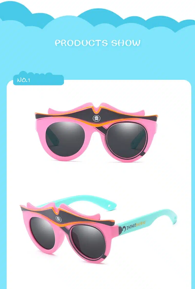 Fashion Kids Polarized Sunglasses Brand Cartoon Sun Glasses Boys&Girls Baby Suitable For Children Aged 3-10 Silicone Frame RS590 3