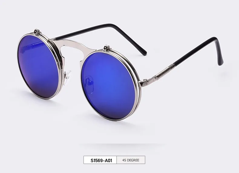 VINTAGE STEAMPUNK Sunglasses round Designer steam punk Metal OCULOS de sol women COATING SUNGLASSES Men Retro CIRCLE SUN GLASSES 14